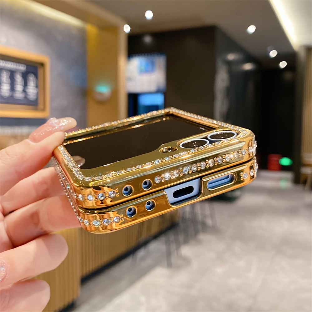 Cute Luxury Butterfly Love Heart Bowknot Bear Cat Rhinestone Plating Artificial Leather Phone Case For Samsung Z Flip 