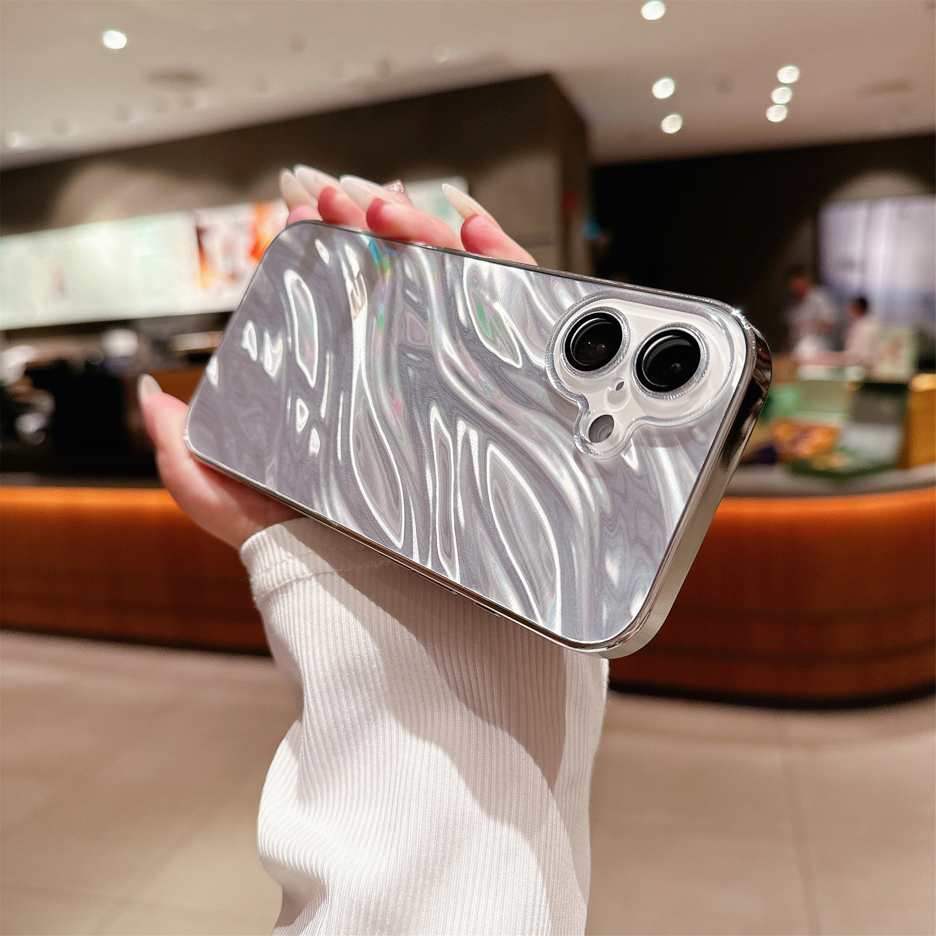 Luxury Electroplated 3D Water Ripple Laser Phone Case For iPhone 16 15 14 13 12 11 Series