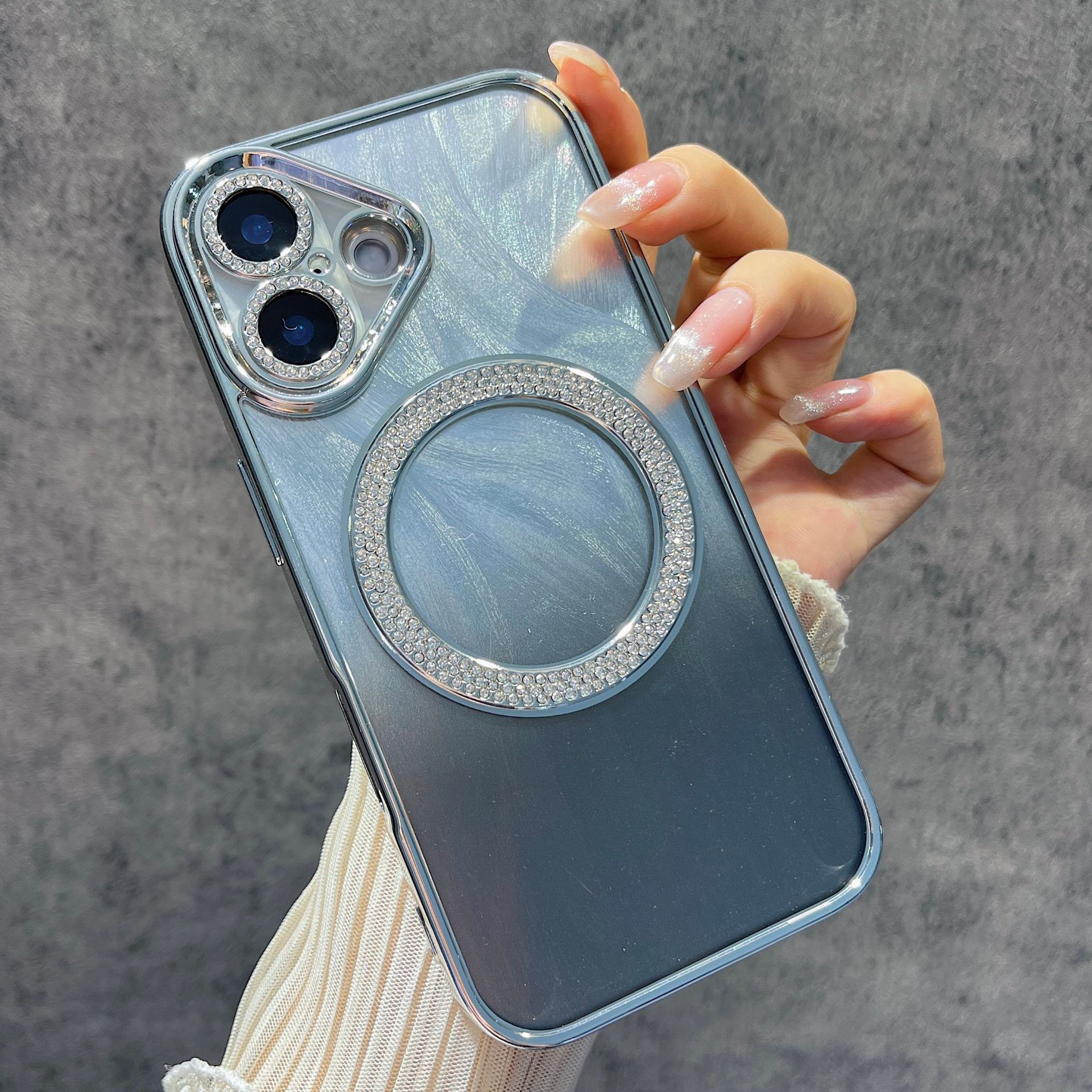 Luxury Diamond Feather Patterned Magnetic Wireless Charge Case For iPhone 16 15 14 13 12 11 Series