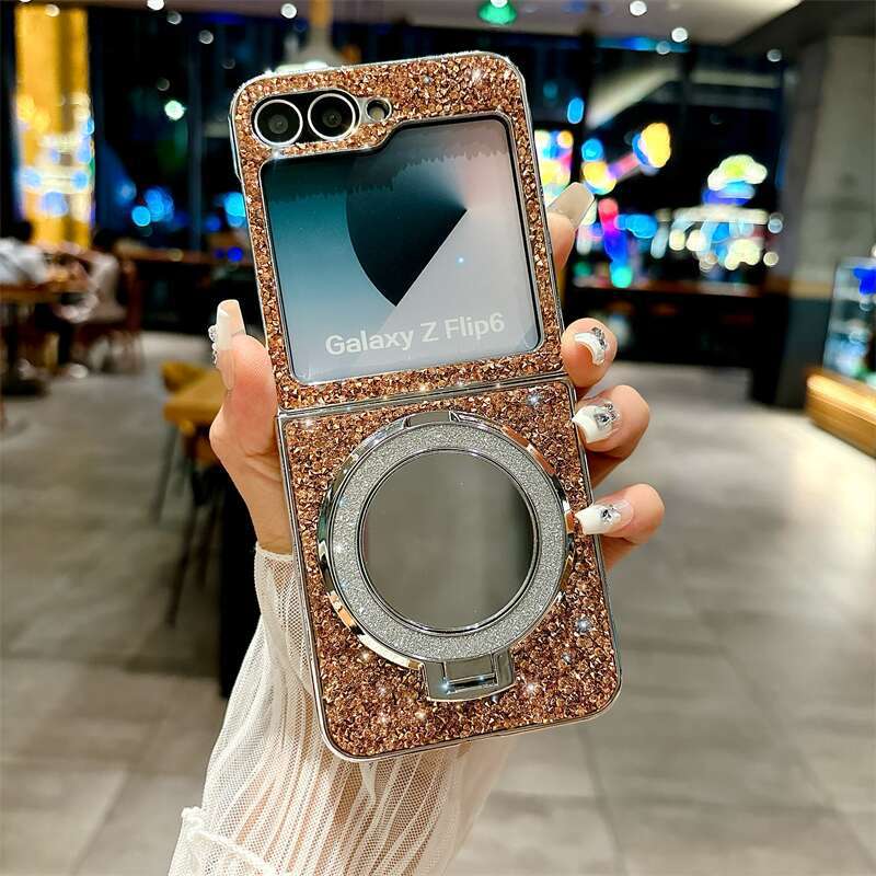 Electroplated Mirror Bracket Phone Case for Samsung Galaxy Z Flip 6 5 4 3 