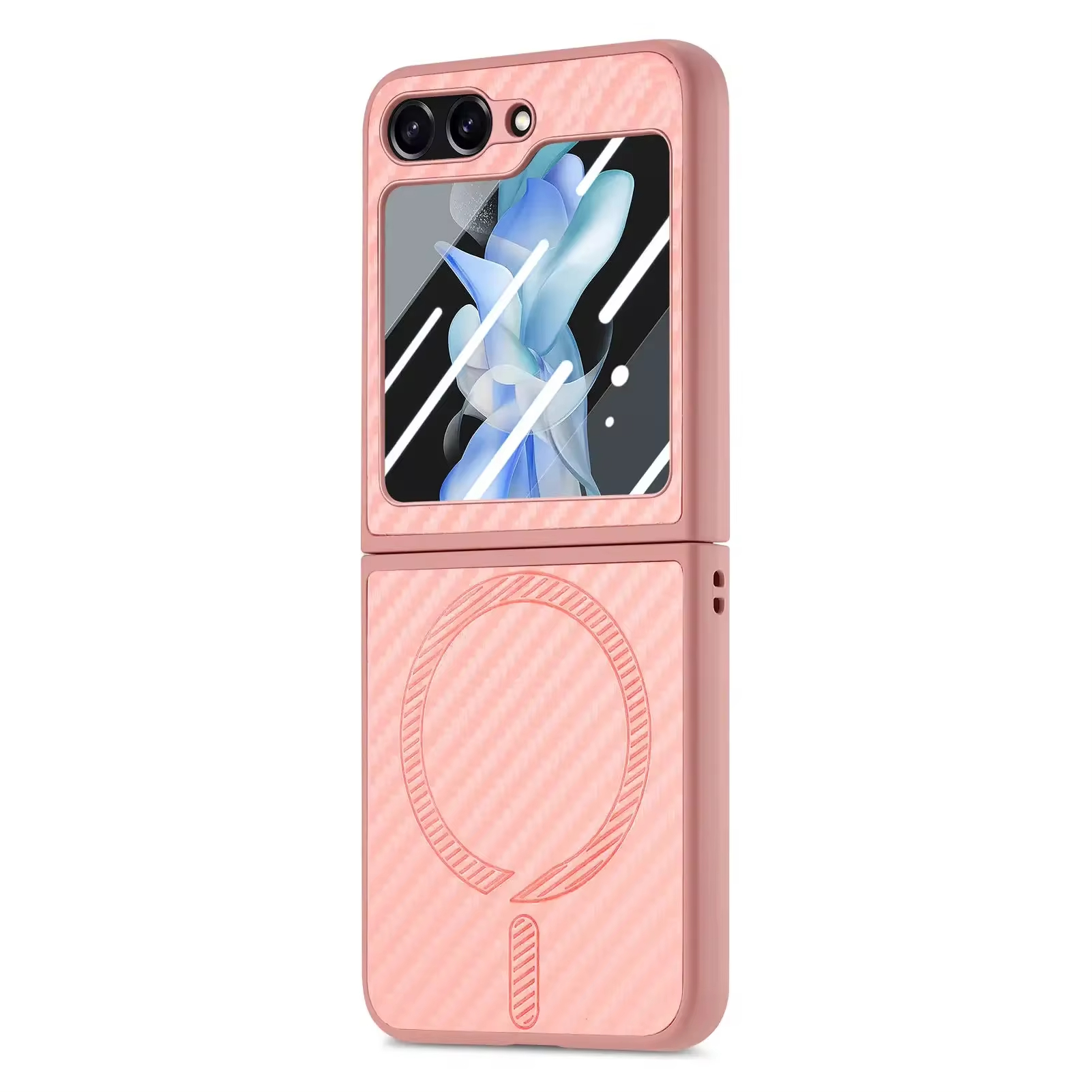 Magnetic Carbon Fiber Tempered Glass Case For Samsung Galaxy Z Flip 6 5 4 
