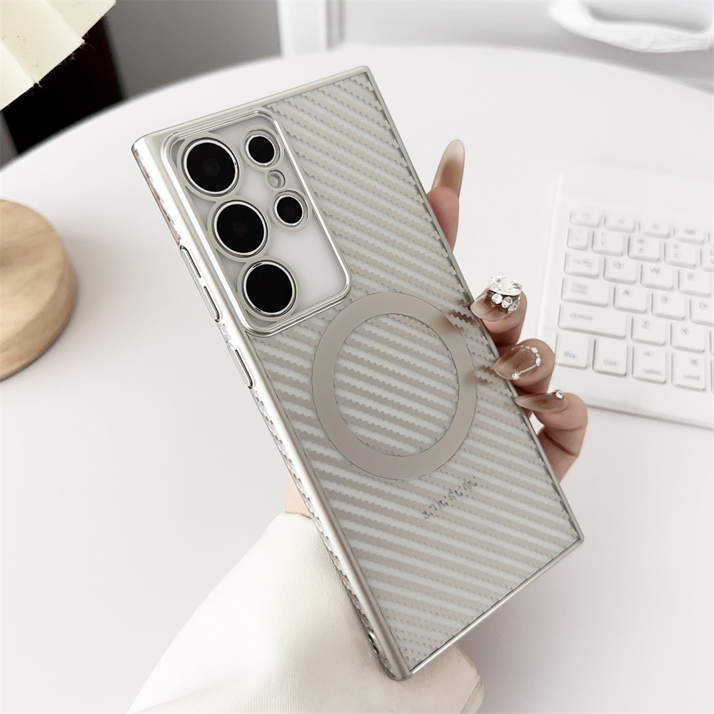 Translucent Carbon Fiber Magnetic Wireless Charging Case for Samsung Galaxy S24/S23/S22 Ultra