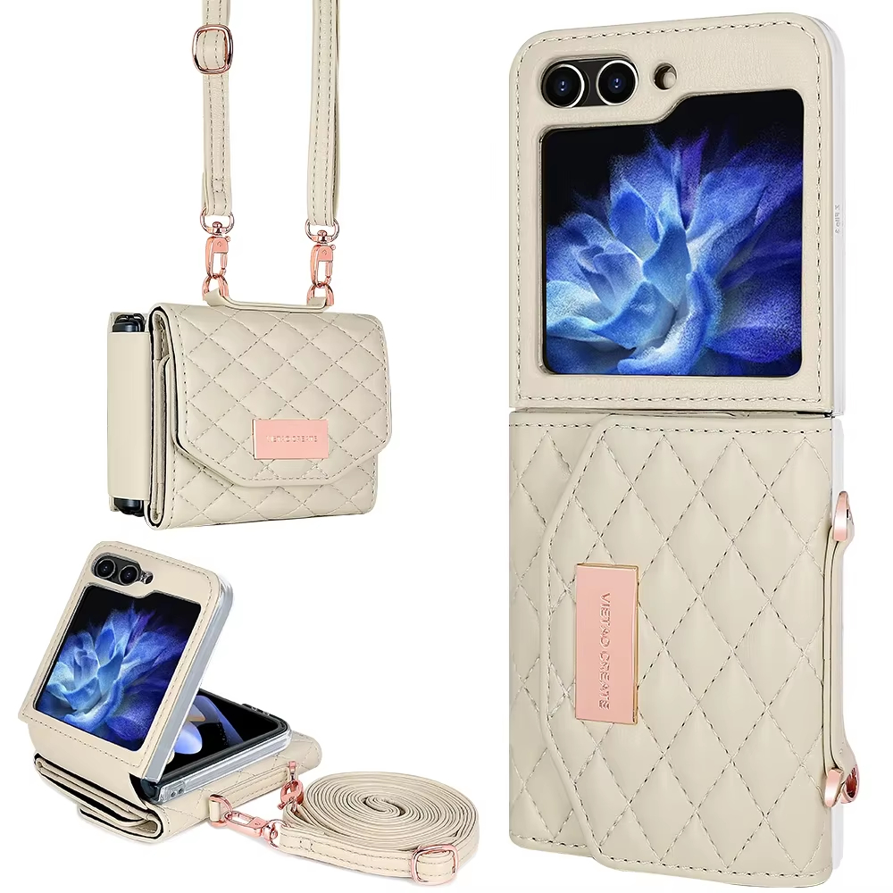Crossbody Wallet with Card Holder Leather Phone Case for Samsung Galaxy Z Flip 6 5 4 3