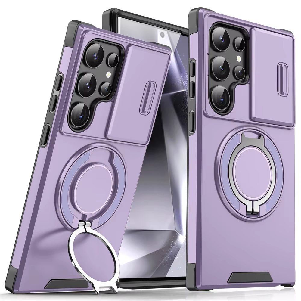 Slide Camera Protection Magnetic Stand Phone Case for Samsung S24 Plus Ultra