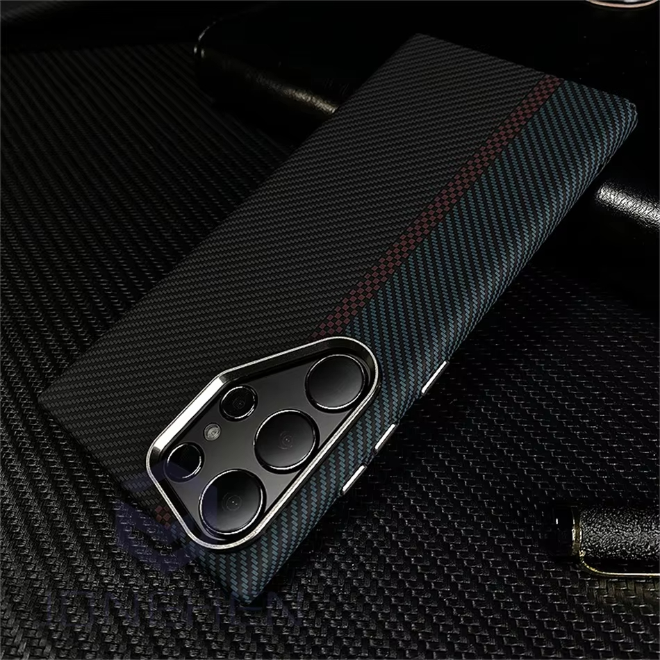 Metal Lens Carbon Fiber Texture Magnetic Case For Samsung Galaxy S24 Ultra