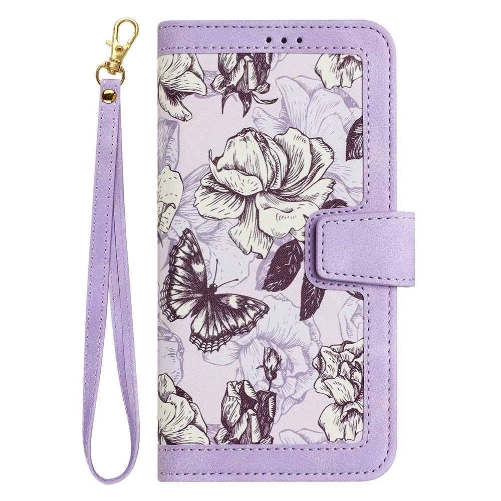 Luxury Flower Pattern Magnetic Clasp Flip Leather Case for Galaxy S24 S23 S22 S21
