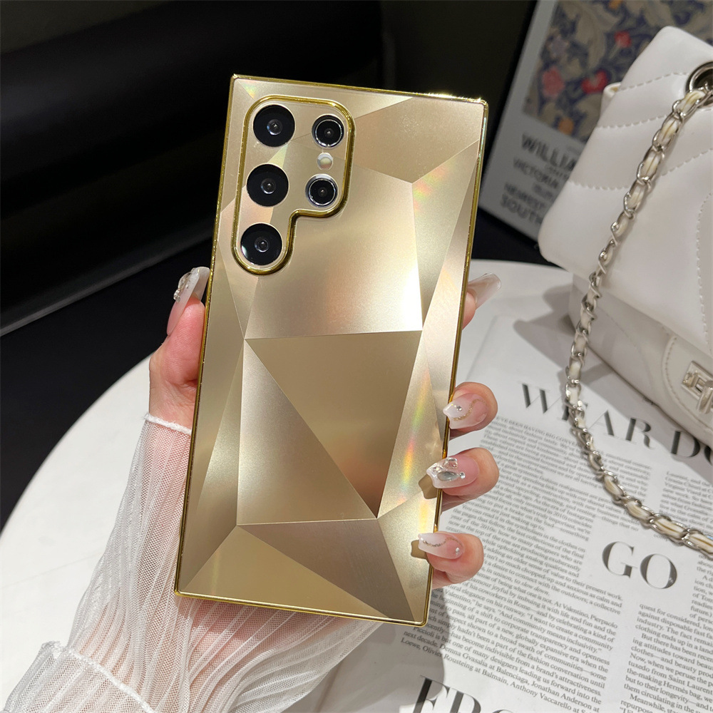 Luxury Plating 3D Diamond Pattern Matte Skin Touch Case for Samsung Galaxy S24 S23 S22