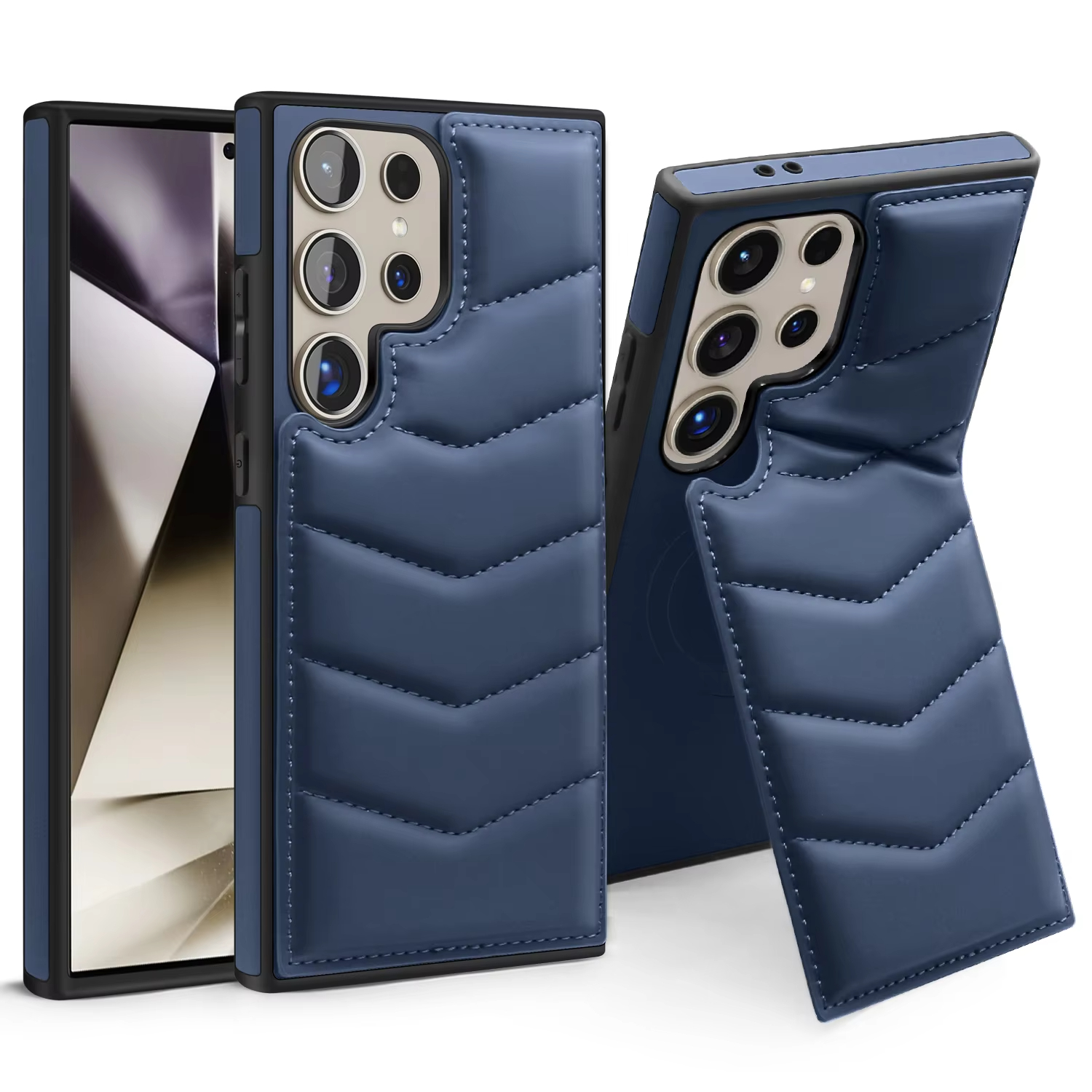 Down Jackets Air-Bags Invisible Folding Stand Magnetic Case for Samsung Galaxy S24 S23 Ultra Plus