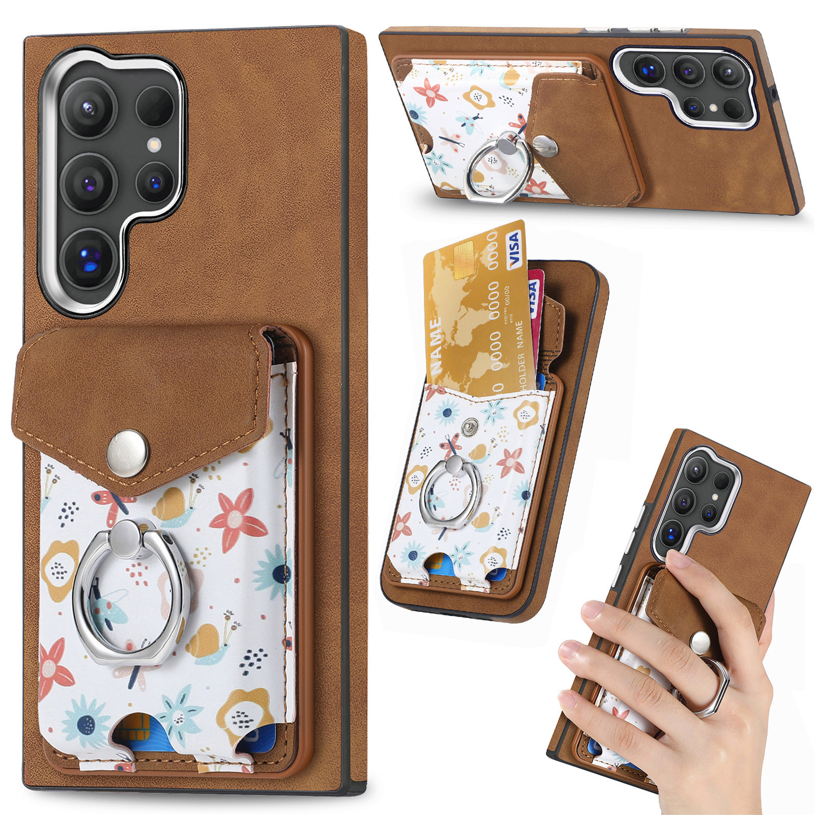 2-in-1 Magnetic Detachable Painted Card Slot Wallet Case for Samsung Galaxy S24 S23 S22 Series