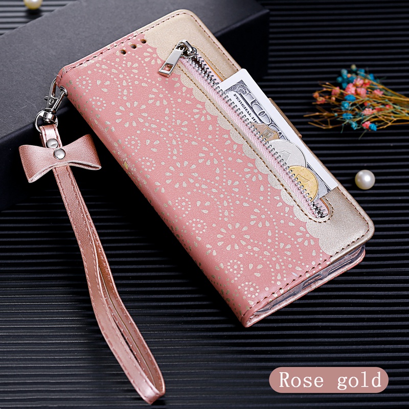 Luxury Lace Flower Zipper Wallet Case for Samsung Galaxy S23FE