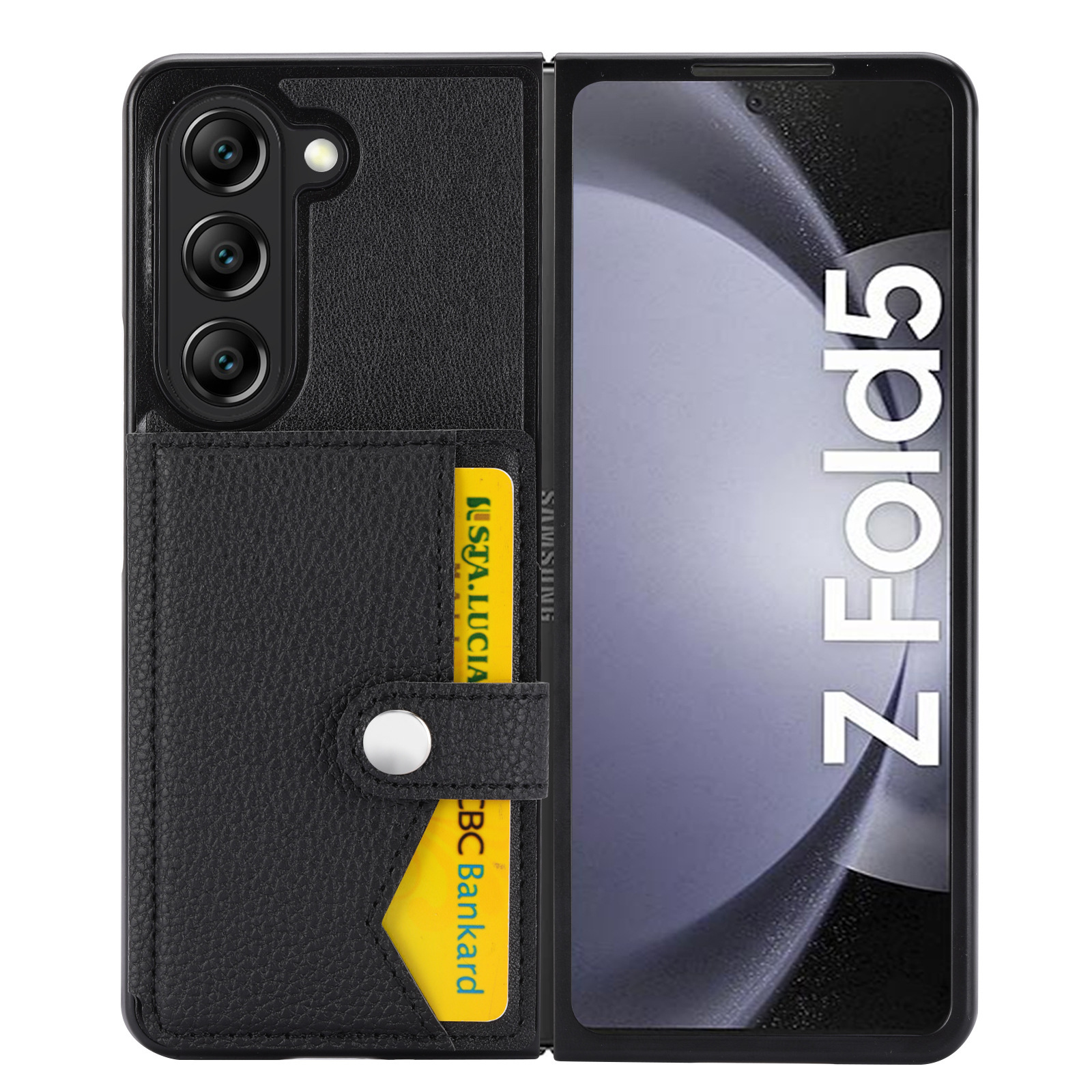 Litchi Leather Cards Slot Wallet Phone Case for Samsung Galaxy Z Fold 6 5 4 3 