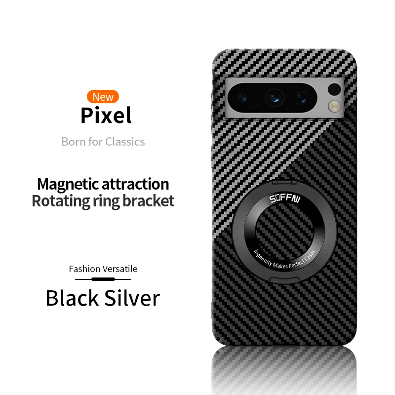 Ultra Thin Matte Carbon Fiber Wireless Charging Magnetic Ring For Google Pixel 8 7 Pro 7A