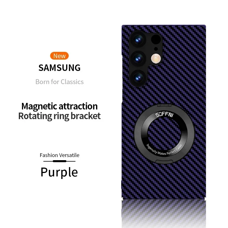 Ultra Thin Matte Carbon Fiber Wireless Charging Magnetic Ring for Samsung Galaxy S24 S23 S22 S21 Series