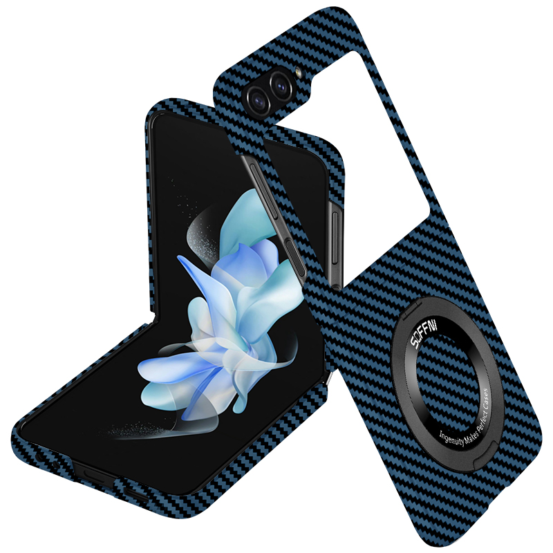 Ultra Thin Matte Carbon Fiber Wireless Charging Magnetic Ring for Samsung Galaxy Z Flip 5 4 3 