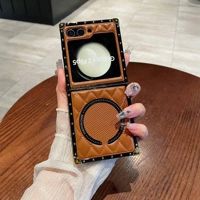 Light Luxury Leather Plating Case For Samsung Galaxy Z Flip 6/5/4/3