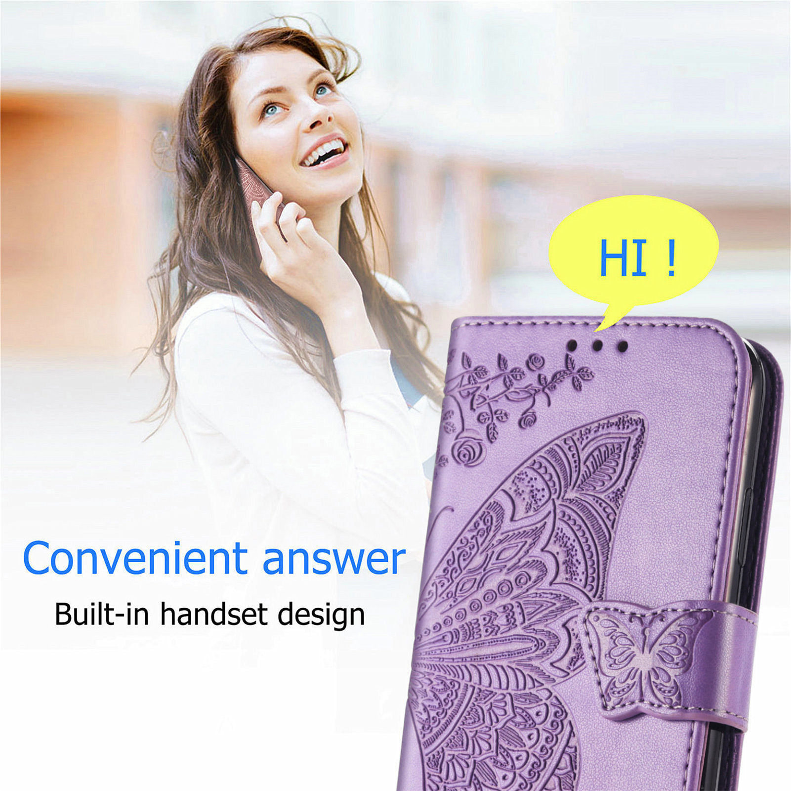 2024 Butterfly Luxury Leather Wallet Case With Card Holder For Samsung Galaxy S24 Series
