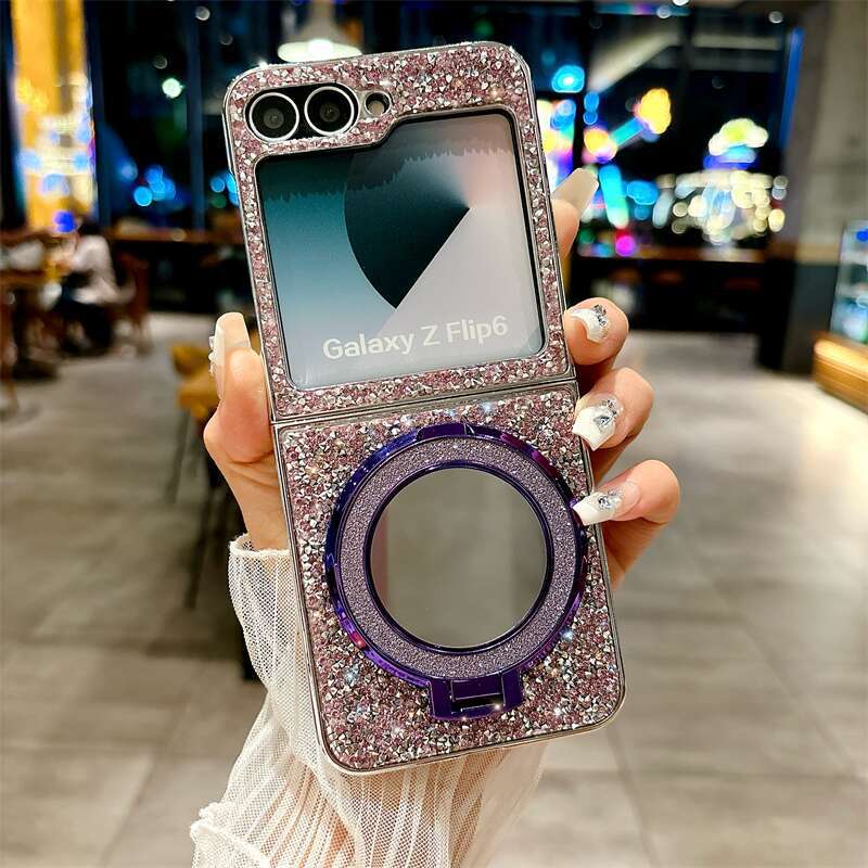 Electroplated Mirror Bracket Phone Case for Samsung Galaxy Z Flip 6 5 4 3 