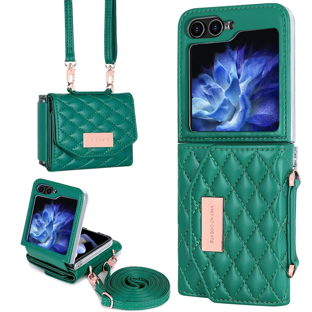Crossbody Wallet with Card Holder Leather Phone Case for Samsung Galaxy Z Flip 6 5 4 3