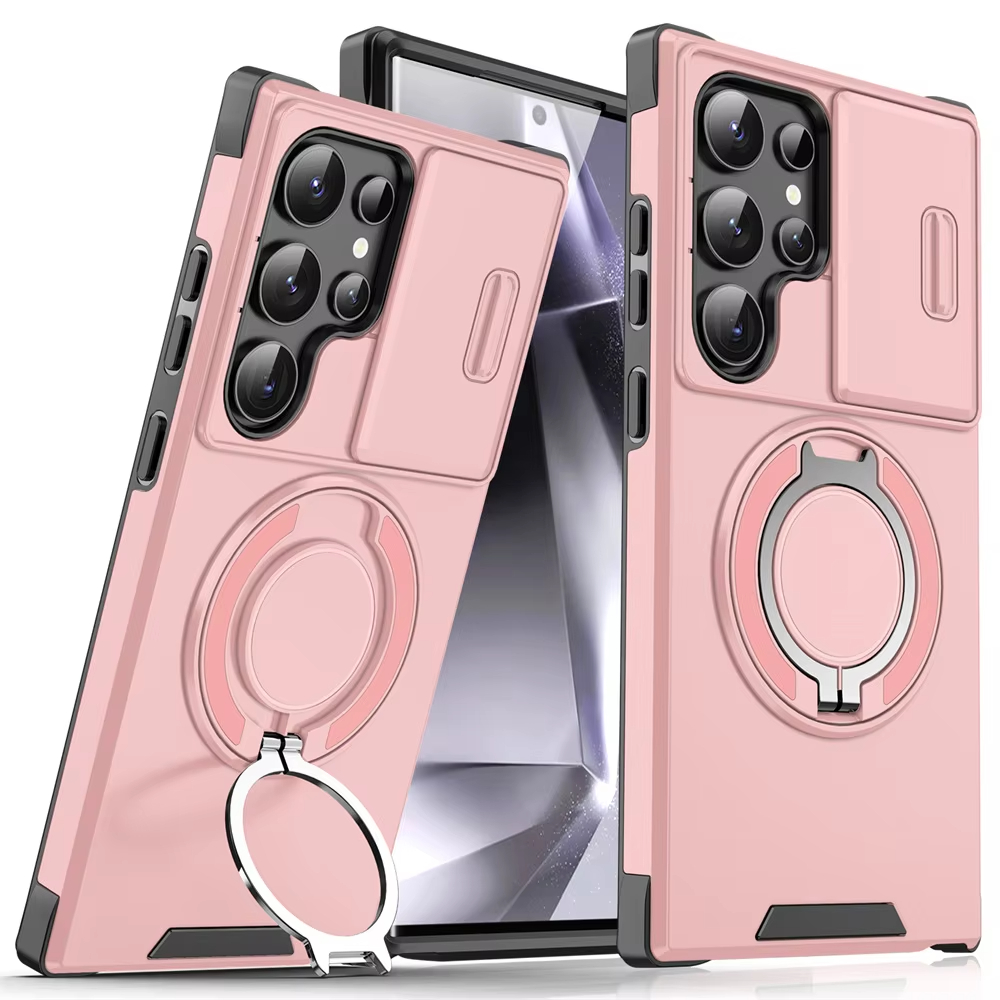 Slide Camera Protection Magnetic Stand Phone Case for Samsung S24 Plus Ultra