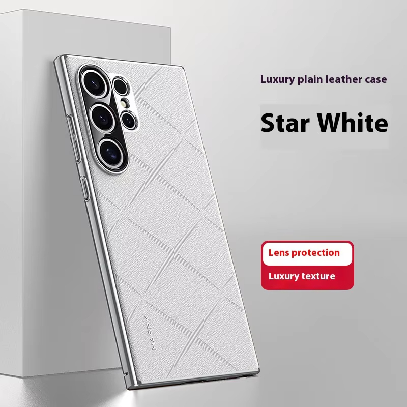 Luxury Plating Genuine Leather Ultra-thin Phone Case For Samsung Galaxy S24 Ultra Plus 
