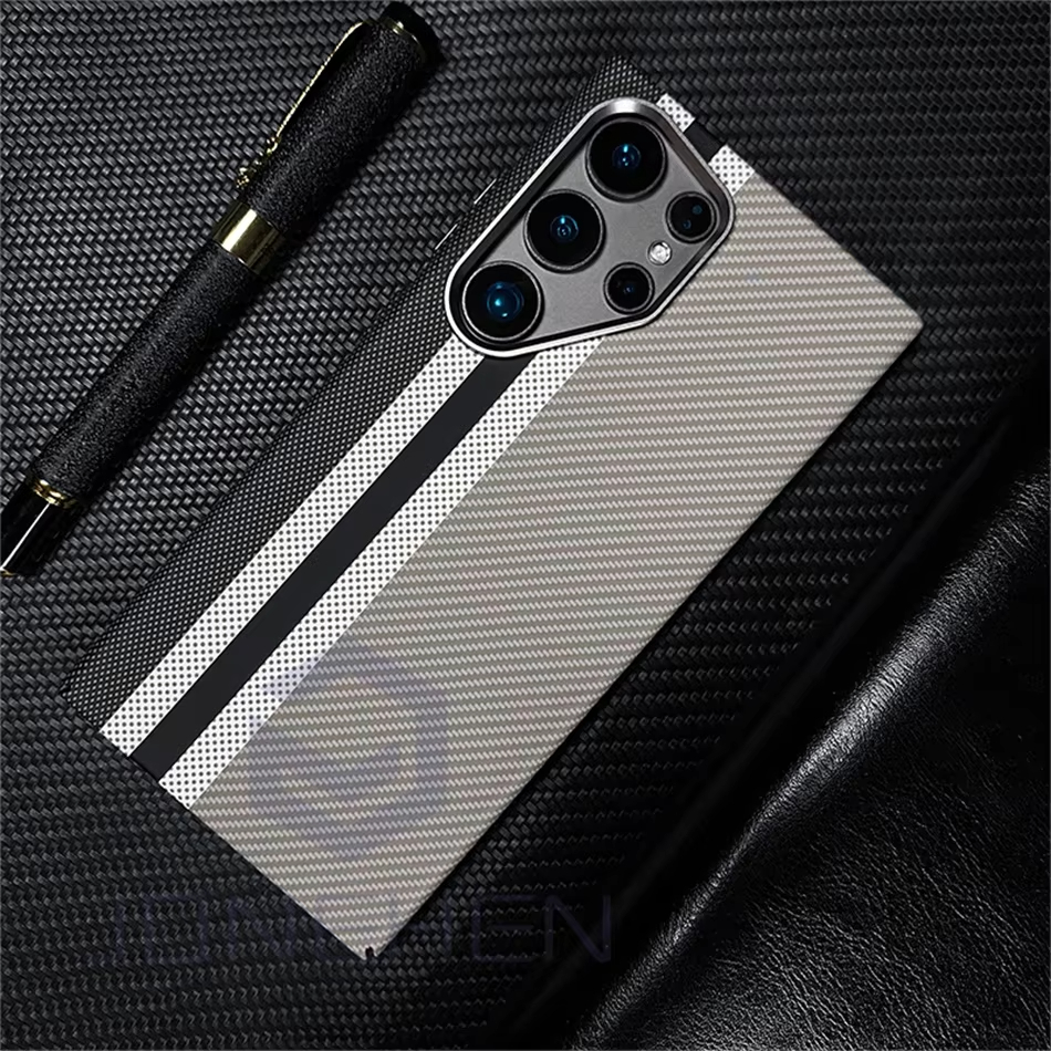 Metal Lens Carbon Fiber Texture Magnetic Case For Samsung Galaxy S24 Ultra