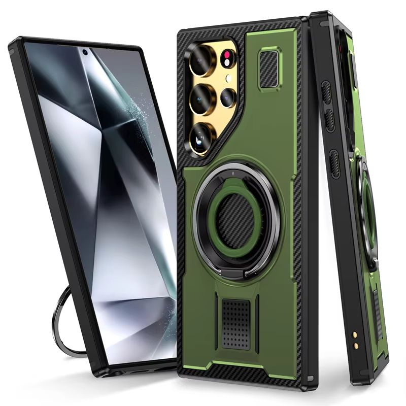 Shockproof Armor Ring Stand Metal Bracket Case for Samsung Galaxy S24 Ultra Plus