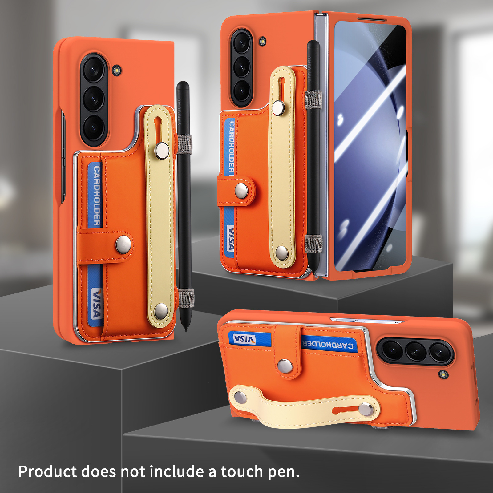 New Arrival Card Slot Wallet Case with Pen Holder & Screen Protector Wrist Strap Cover For Samsung Galaxy Z Fold 6 5 