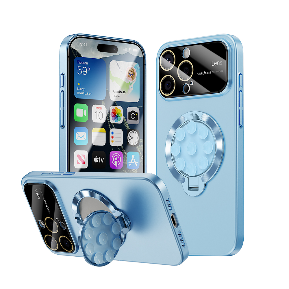 Luxury Suction Cup Holder Stand Magsafe Case for iPhone 16 15 14 13 12 Pro Max