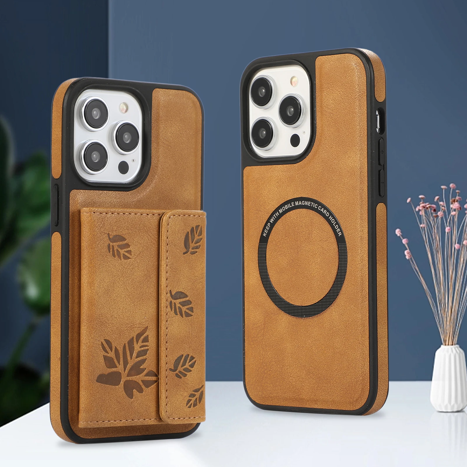 2 in 1 Detachable Magnetic Phone Case with Card Holder for iPhone 16 15 14 13 12 Series