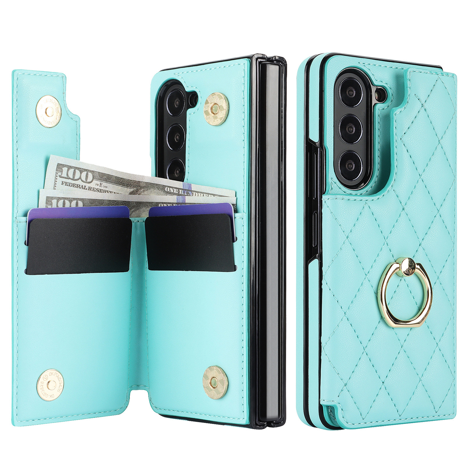 Luxury Wallet Leather Case Blocking Ring Kickstand Flip Leather Case for Samsung Galaxy Z Fold 3 4 5 6