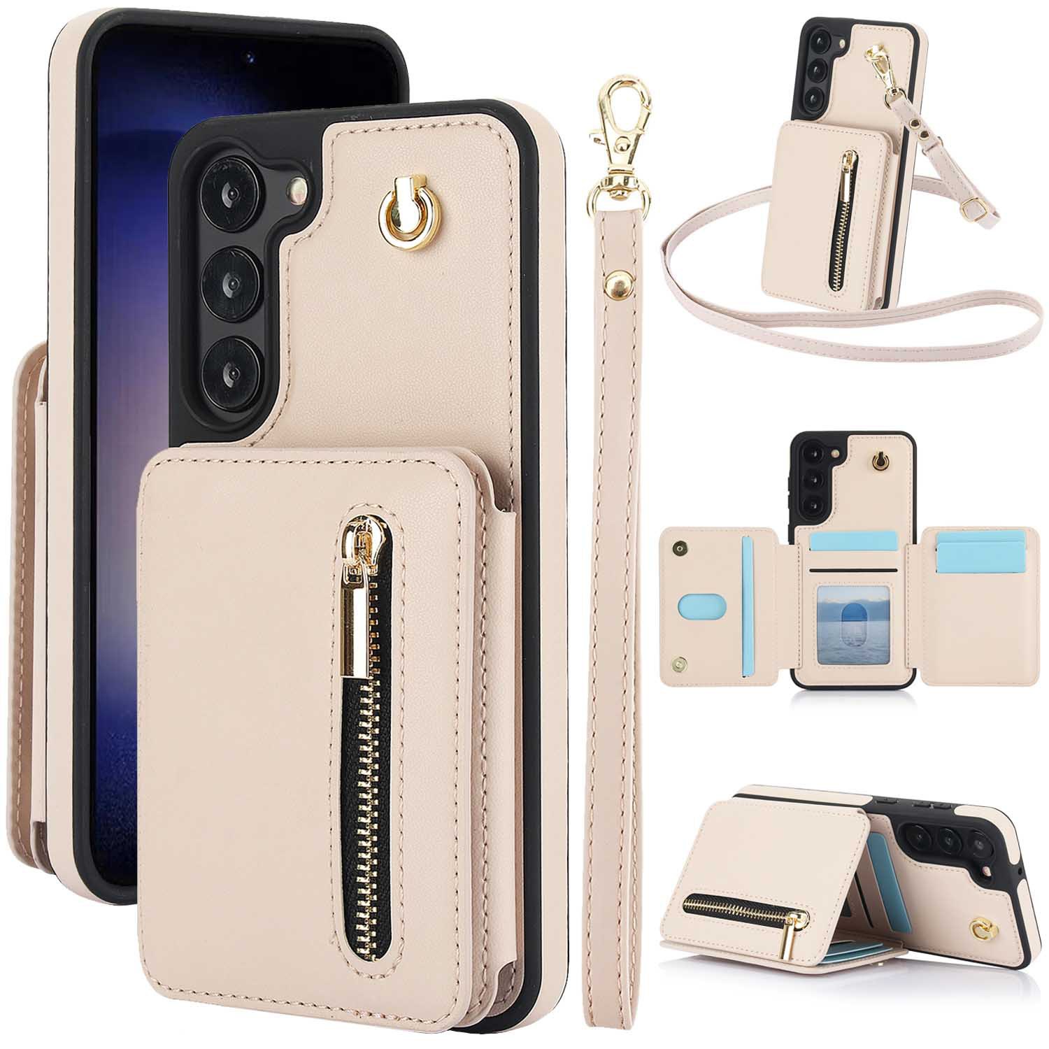 Zipper Card Slot Holder Wallet Crossbody Lanyard Phone Case for Samsung Galaxy S23/S23 Plus