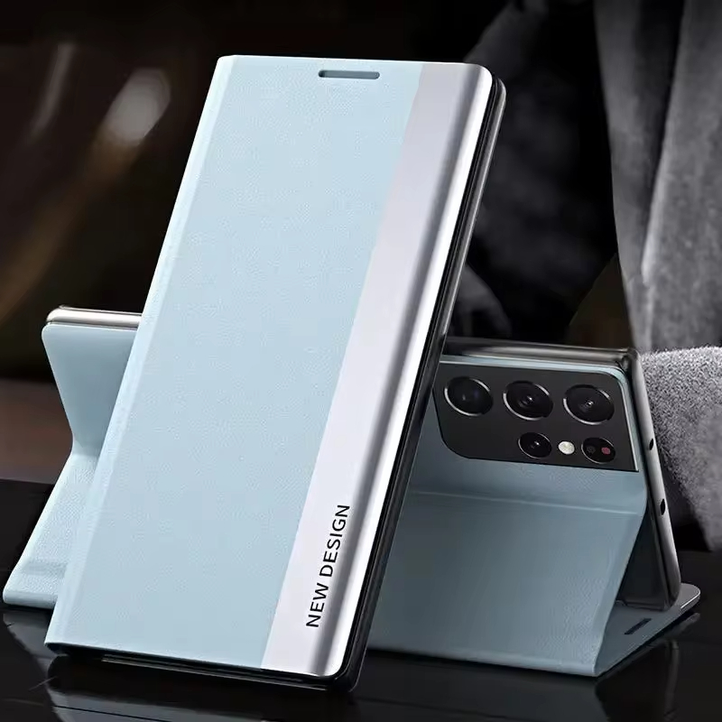 2024 The 4th Generation Side Window Magnetic Plating Bracket Flip Phone Case For Samsung Galaxy S24 Ultra