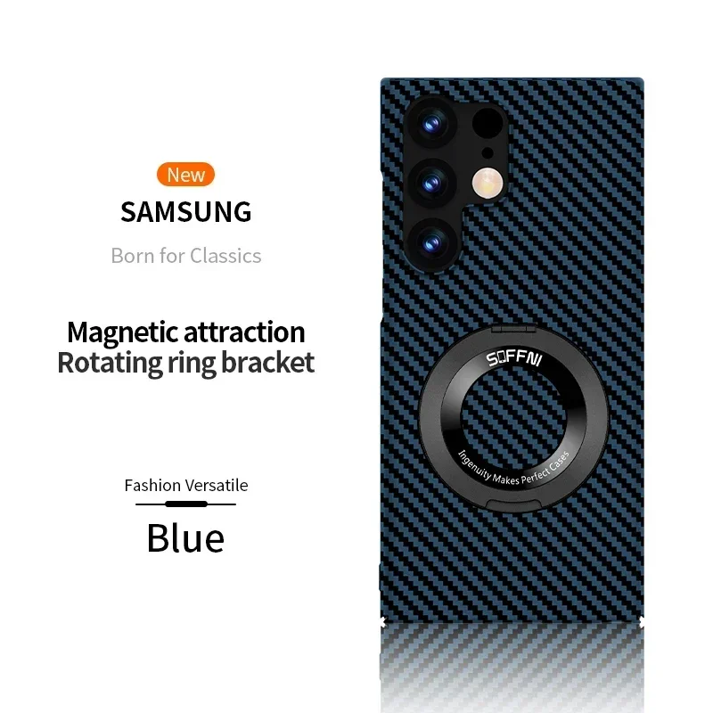 Ultra Thin Matte Carbon Fiber Wireless Charging Magnetic Ring for Samsung Galaxy S24 S23 S22 S21 Series