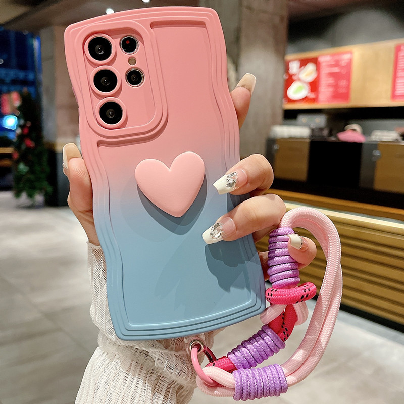 Gradient Love Wave Border Phone Case for Samsung Galaxy S24 Plus Ultra