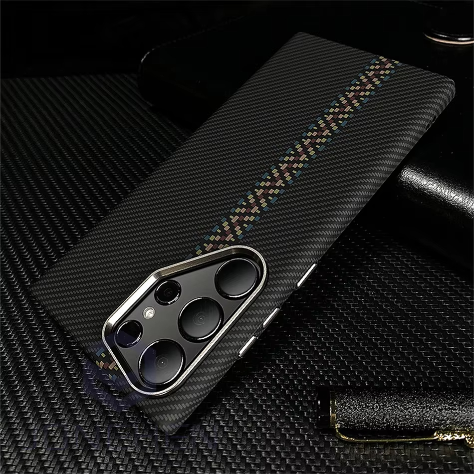 Metal Lens Carbon Fiber Texture Magnetic Case For Samsung Galaxy S24 Ultra