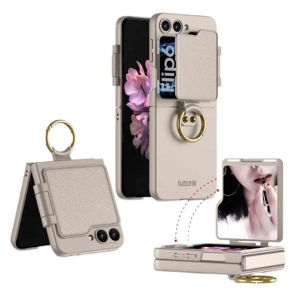 Ring Holder Phone Case With Back Screen Protective Mirror For Samsung Galaxy Z Flip 6/5