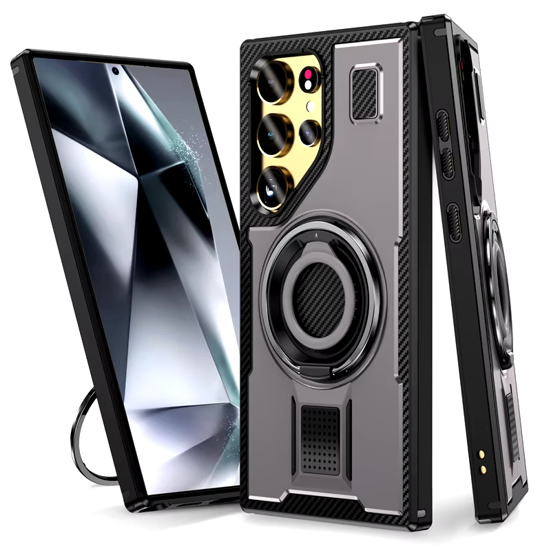 Shockproof Armor Ring Stand Metal Bracket Case for Samsung Galaxy S24 Ultra Plus