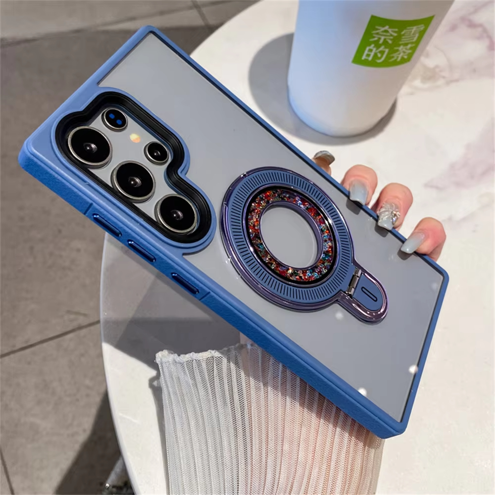 Luxury Transparent Magnetic Stand Phone Case for Samsung Galaxy S24 Ultra Plus