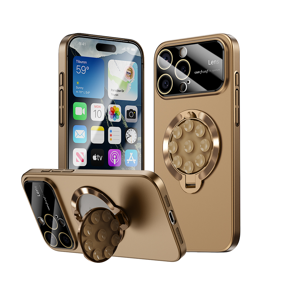 Luxury Suction Cup Holder Stand Magsafe Case for iPhone 16 15 14 13 12 Pro Max