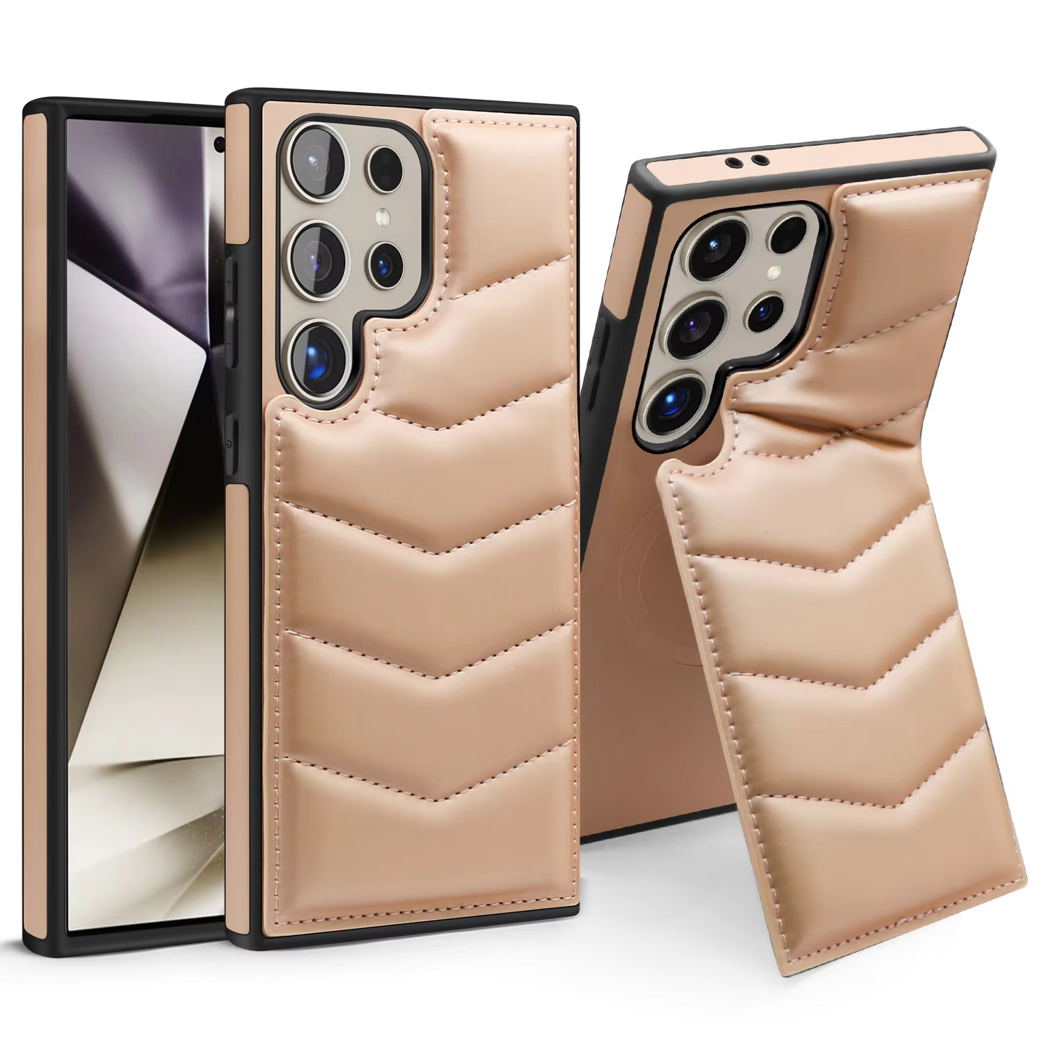 Down Jackets Air-Bags Invisible Folding Stand Magnetic Case for Samsung Galaxy S24 S23 Ultra Plus
