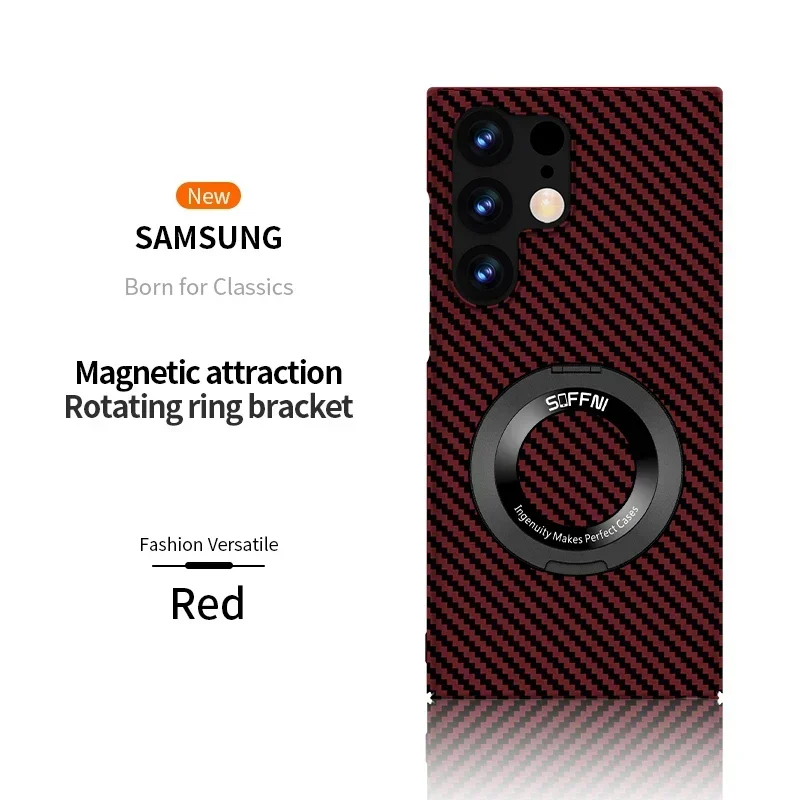 Ultra Thin Matte Carbon Fiber Wireless Charging Magnetic Ring for Samsung Galaxy S24 S23 S22 S21 Series