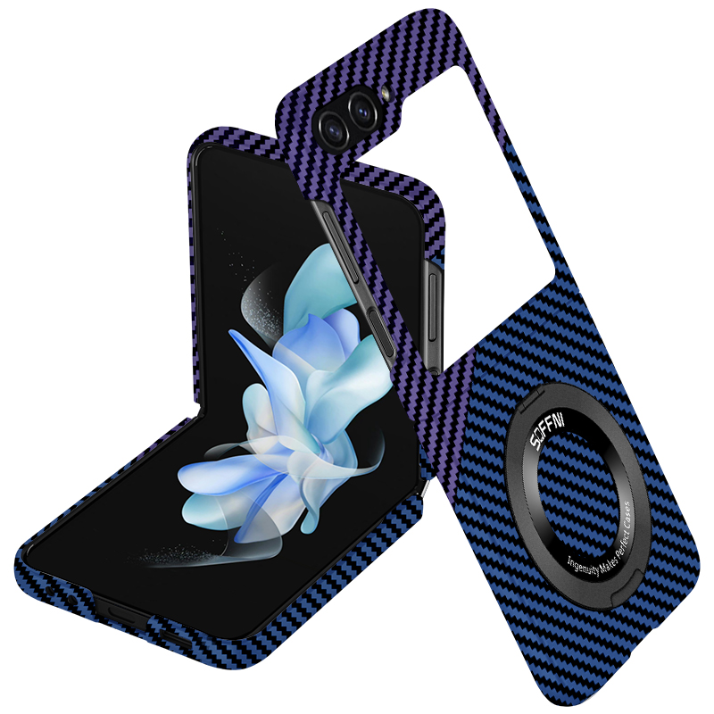 Ultra Thin Matte Carbon Fiber Wireless Charging Magnetic Ring for Samsung Galaxy Z Flip 5 4 3 