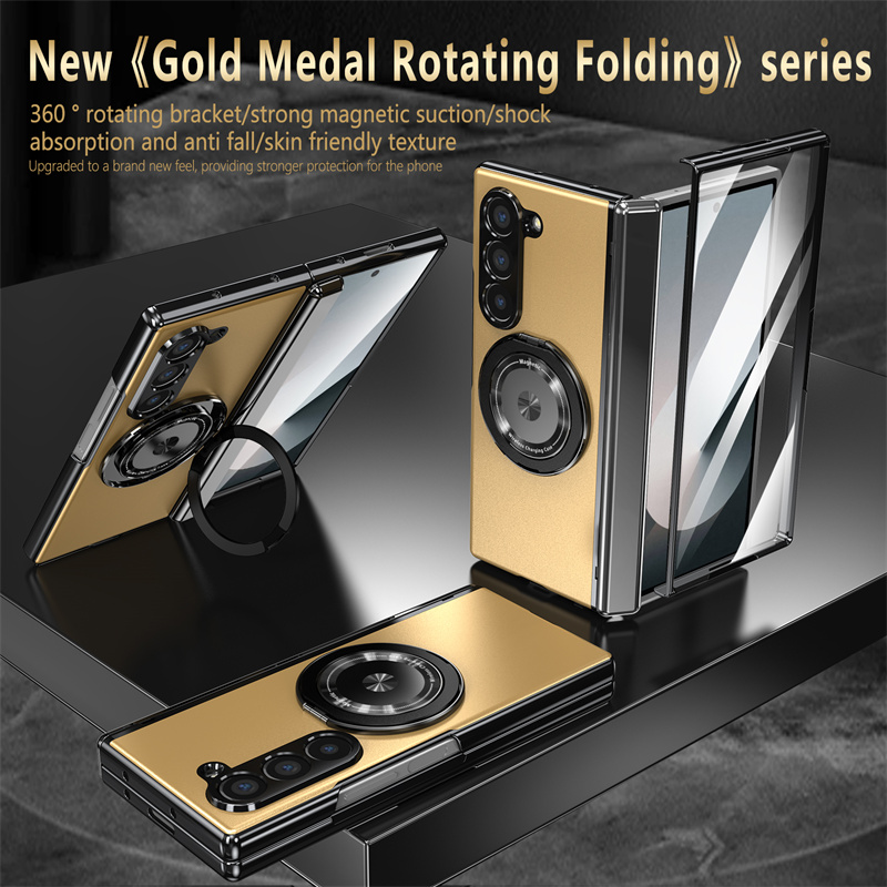 Luxury Matte Solid Color 360° Rotating Bracket Phone Case For Samsung Galaxy Z Fold 6 5 4 3 