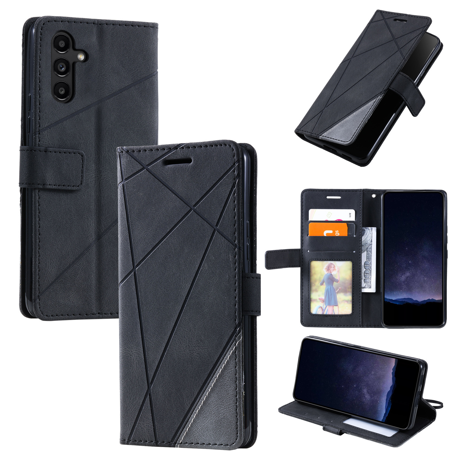 luxury Leather Stand Business Phone Holster Case For Samsung Galaxy A55 A35 A25 A15 