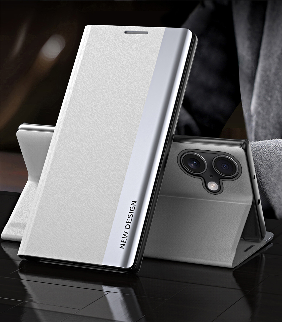 Luxury Flip Leather Invisible Plating Bracket Phone Case For iPhone 16 Series
