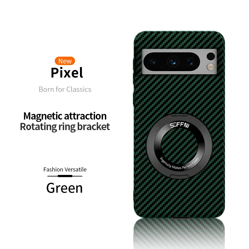 Ultra Thin Matte Carbon Fiber Wireless Charging Magnetic Ring For Google Pixel 8 7 Pro 7A