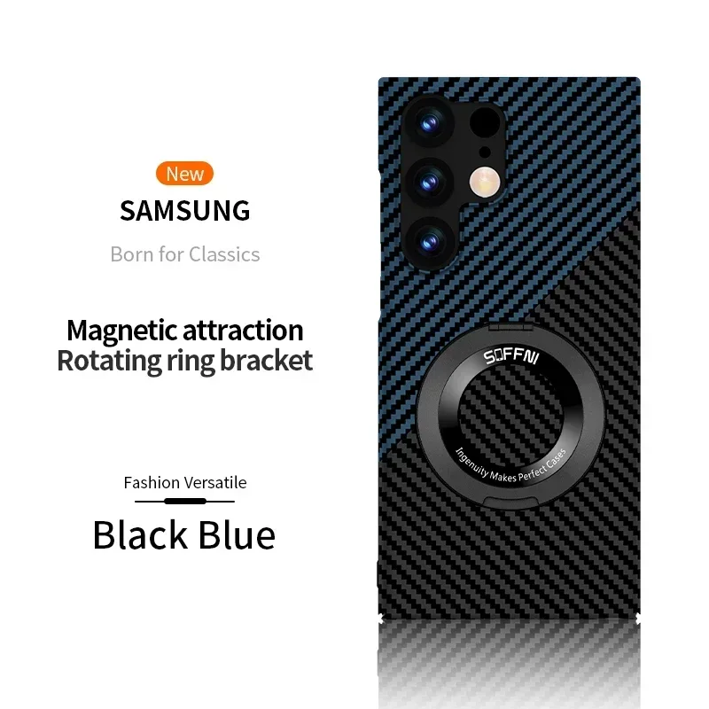 Ultra Thin Matte Carbon Fiber Wireless Charging Magnetic Ring for Samsung Galaxy S24 S23 S22 S21 Series