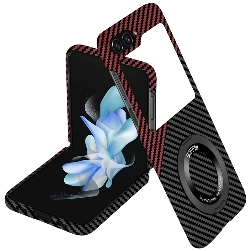Ultra Thin Matte Carbon Fiber Wireless Charging Magnetic Ring for Samsung Galaxy Z Flip 5 4 3 