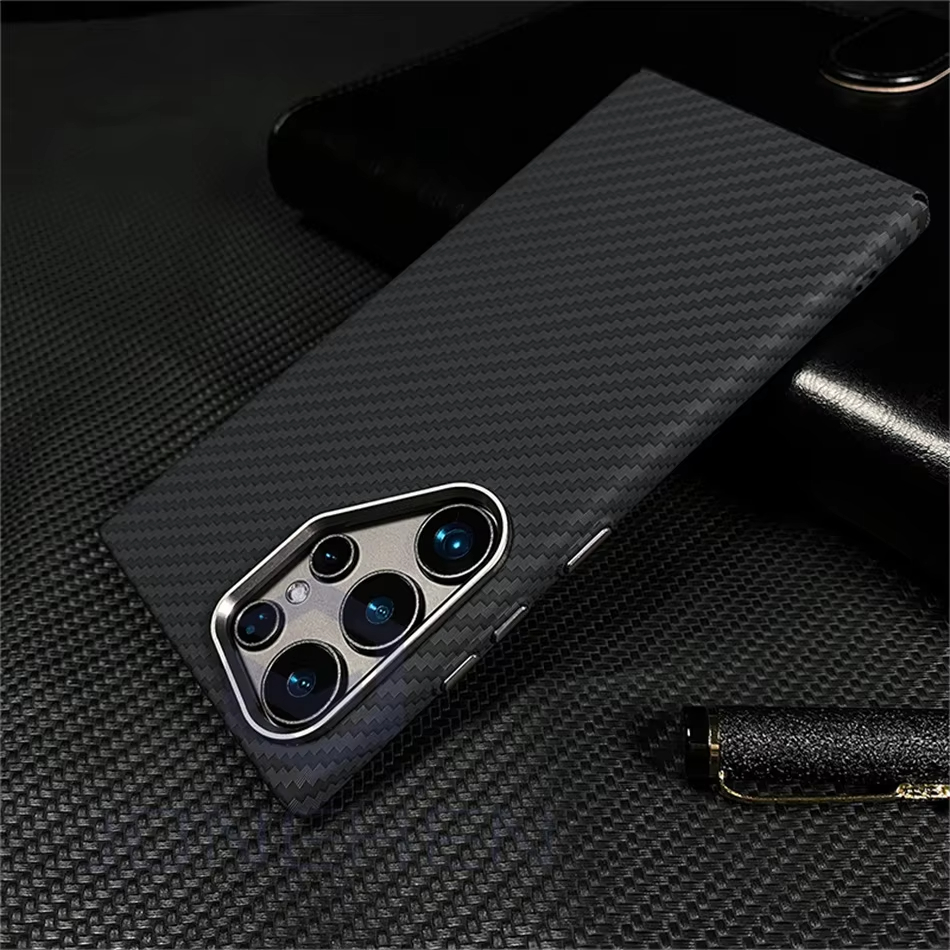 Metal Lens Carbon Fiber Texture Magnetic Case For Samsung Galaxy S24 Ultra