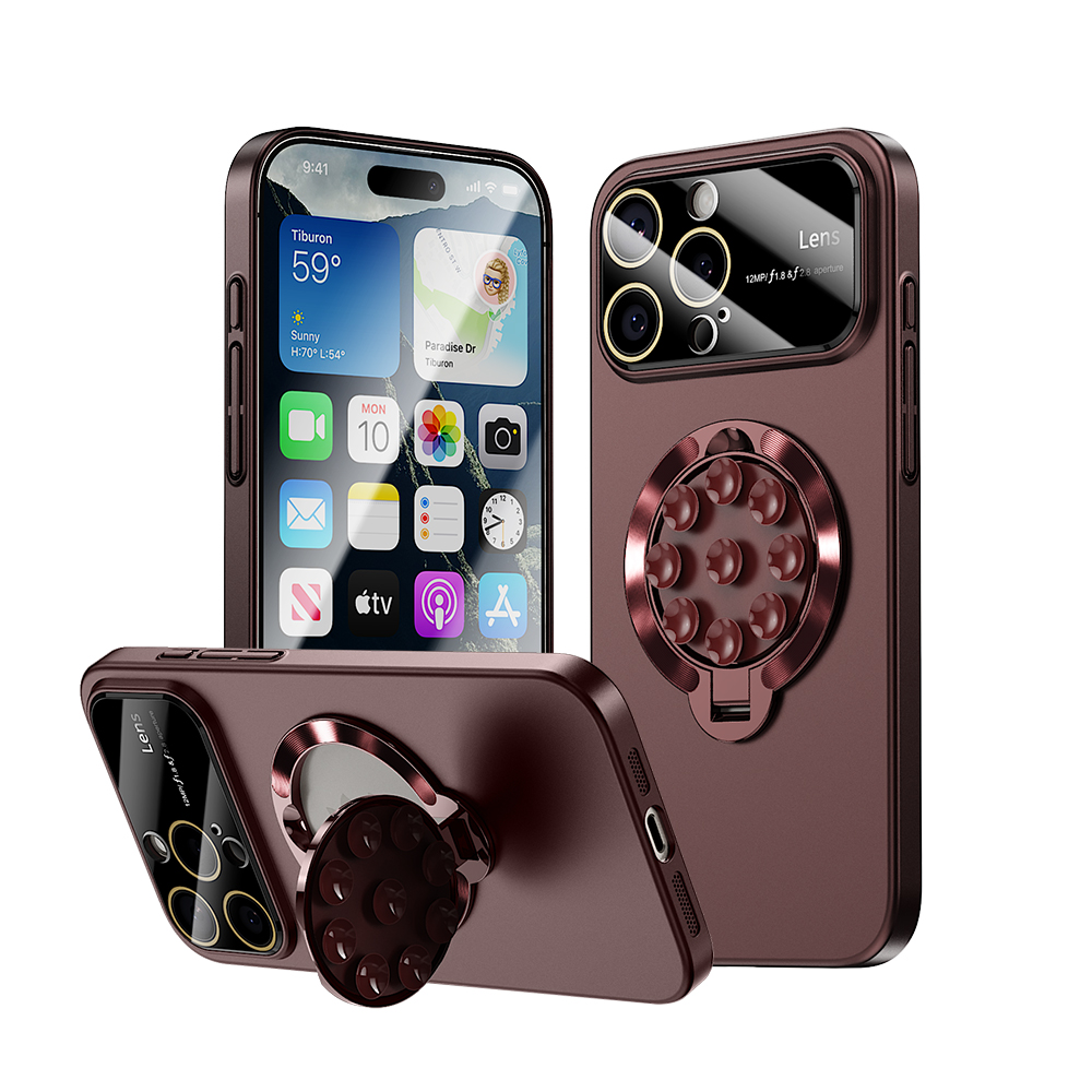 Luxury Suction Cup Holder Stand Magsafe Case for iPhone 16 15 14 13 12 Pro Max